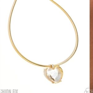 Paparazzi Gold and Clear Heart Necklace Faceted Finery Fashion Jewelry